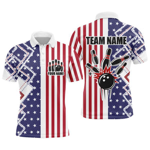 USA Bowling Polo Shirt For Men Custom Patriotic Bowling Jersey Bowling Shirt For Team BDT274