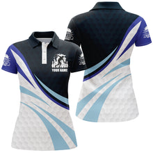 Load image into Gallery viewer, Black&amp;Blue Bowling Jersey For Women Personalized Bowling Polo Shirt BDT277