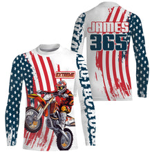 Load image into Gallery viewer, American Flag Motocross Jersey Youth Men Women UPF30+ Custom Dirt Bike Shirt Patriotic Off-Road PDT743