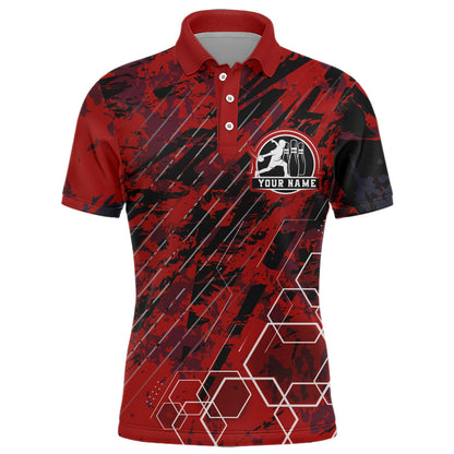 Custom Black&Red Bowling Shirt For Men Personalized Bowling Team Jersey Bowling Polo Shirt BDT323