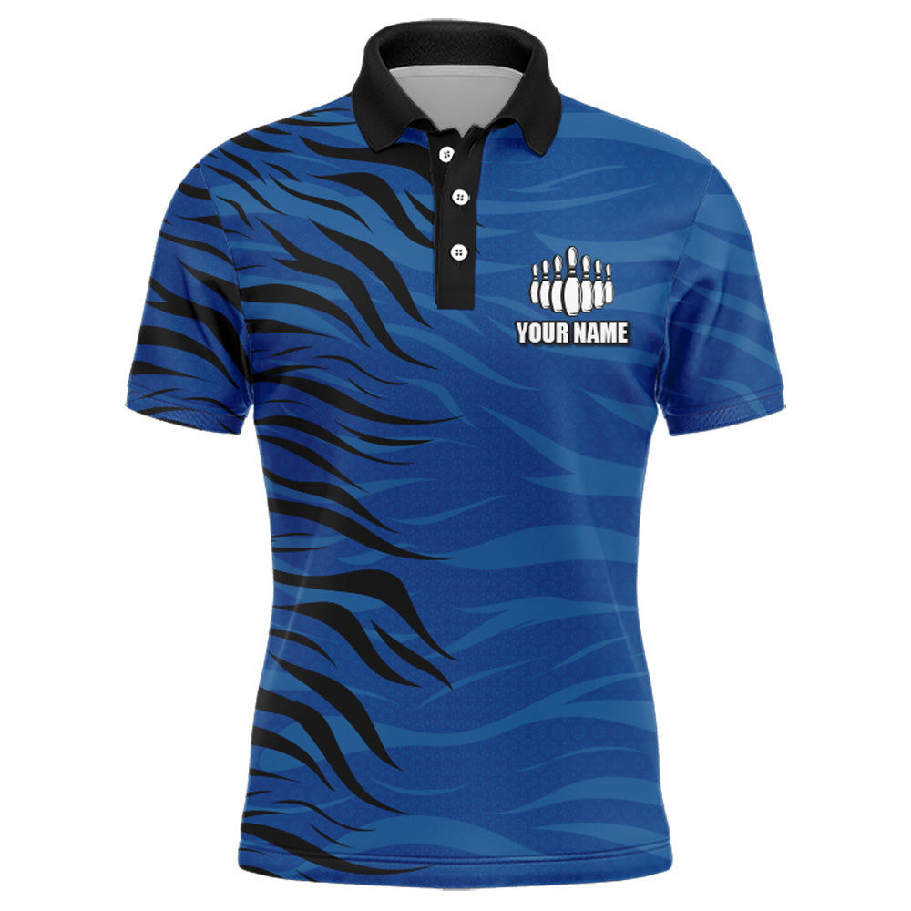 Custom Bowling Polo Shirt Blue Bowling Jersey For Men Personalized Bowling League Shirt BDT338