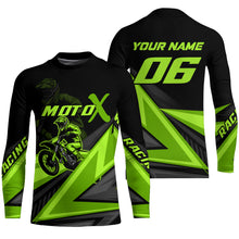 Load image into Gallery viewer, Personalized MotoX Jersey Adult&amp;Kid Upf30+ Green Motocross Dirt Bike Shirt Off-Road Racing Jersey PDT674