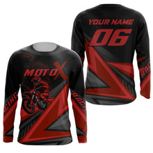 Load image into Gallery viewer, Personalized MotoX Jersey Adult&amp;Kid Upf30+ Red Motocross Dirt Bike Shirt Off-Road Racing Jersey PDT674