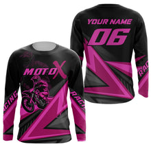 Load image into Gallery viewer, Personalized MotoX Jersey Adult&amp;Kid Upf30+ Pink Motocross Dirt Bike Shirt Off-Road Racing Jersey PDT674