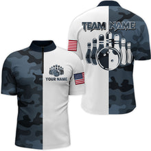 Load image into Gallery viewer, Custom Name Bowling Shirts Camo Bowling Team Jersey Men &amp; Women Bowling Quarter-Zip Shirt BDT442