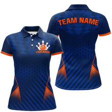 Load image into Gallery viewer, Navy&amp;Orange Bowling Jersey Men &amp; Women Custom Bowling Polo Shirt Team League BDT526