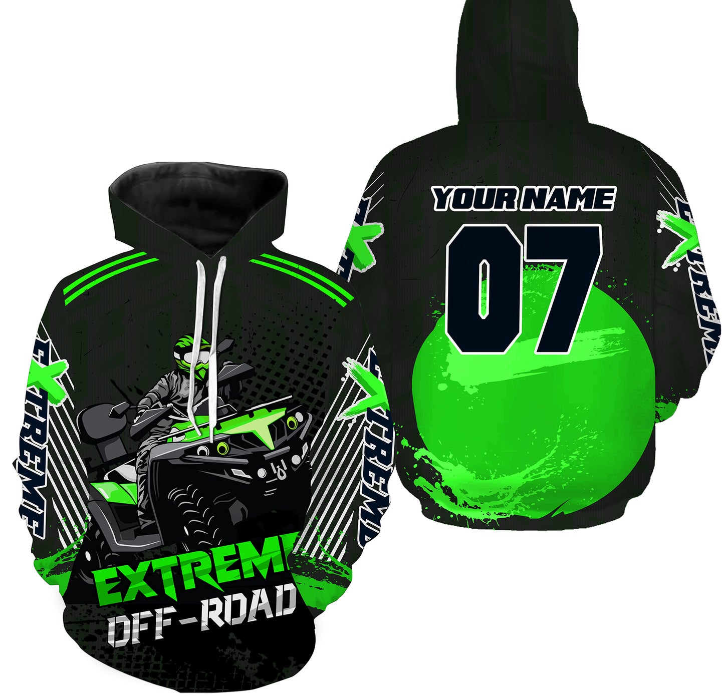 Green ATV Motocross Hooded Jersey Men Women Custom Quad Bike Hoodie For Adult Off-Road PDT904