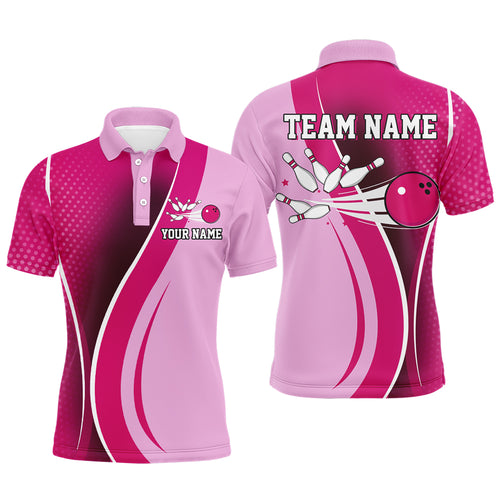 Pink Bowling Shirt For Men & Women Bowling Jersey Custom Team Bowling Shirts Polo BDT588