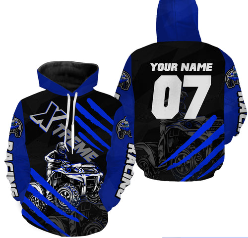 Personalized Blue ATV Quad Hoodie Men Women ATV Motocross Hooded Jersey Extreme Off-Road PDT916