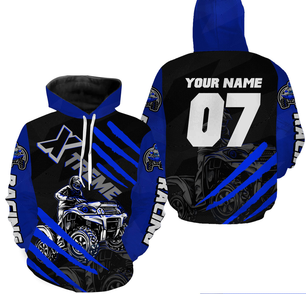 Personalized Blue ATV Quad Hoodie Men Women ATV Motocross Hooded Jersey Extreme Off-Road PDT916