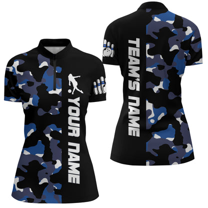 Camo Bowling Quarter-Zip Shirt For Men And Women Personalized Bowling Jerseys Team BDT446