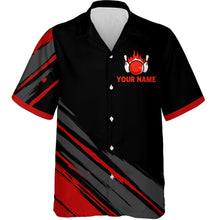 Load image into Gallery viewer, Flame Bowling Shirt For Men &amp; Women Custom Black&amp;Red Bowling Jersey Hawaiian Bowling League Shirt BDT353