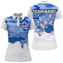 Load image into Gallery viewer, Blue Camo Bowling Jersey Men Women Bowling Team Jersey Custom Bowling Polo Shirts Unisex BDT593