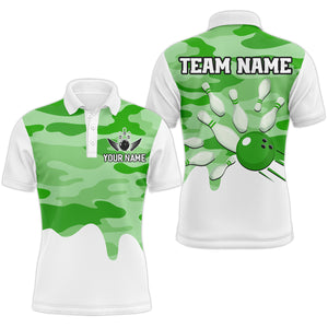 Green Camo Bowling Jersey Men Women Bowling Team Jersey Custom Bowling Polo Shirts Unisex BDT593