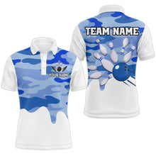 Load image into Gallery viewer, Blue Camo Bowling Jersey Men Women Bowling Team Jersey Custom Bowling Polo Shirts Unisex BDT593