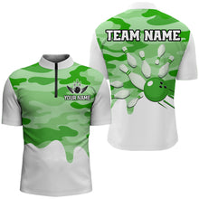 Load image into Gallery viewer, Green Camo Bowling Jersey Men Women Bowling Team Jersey Custom Bowling 1/4 Zip Shirts Unisex BDT593