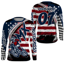 Load image into Gallery viewer, Personalized Motocross Jersey Youth Men UPF30+ American Flag Dirt Bike Shirt MX Off-Road Motorcycle PDT620