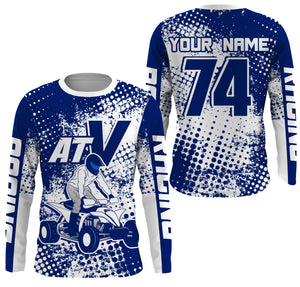 Personalized ATV Motocross Jersey Men Kid UPF30+ Blue Quad Bike Off-Road Jersey ATV Racing Shirt PDT651