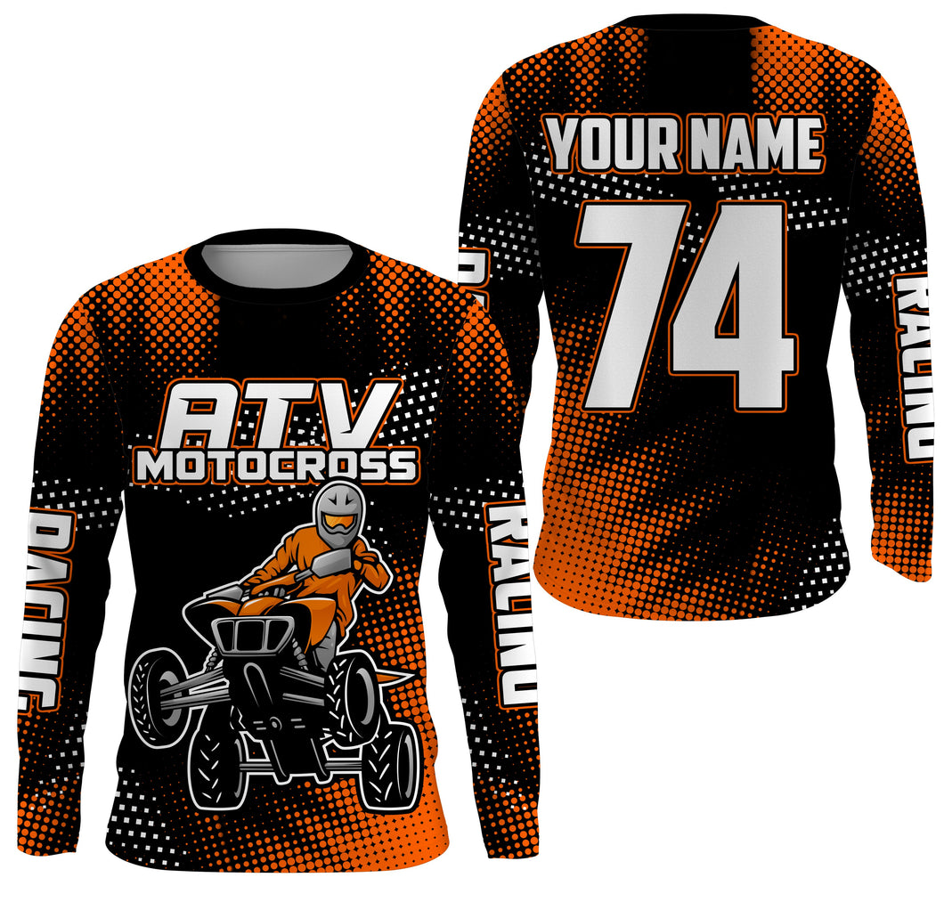 Personalized ATV Motocross Jersey Men Kid UPF30+ Quad Bike Off-Road Jersey Orange ATV Racing Shirt PDT652