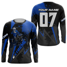 Load image into Gallery viewer, Personalized Blue ATV Motocross Jersey Men Kid UPF30+ Quad Bike Off-Road Jersey ATV MX Racing Shirt PDT653