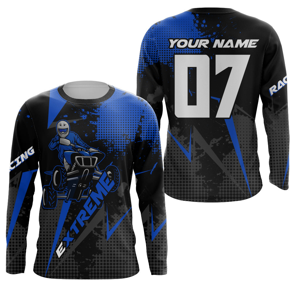 Personalized Blue ATV Motocross Jersey Men Kid UPF30+ Quad Bike Off-Road Jersey ATV MX Racing Shirt PDT653