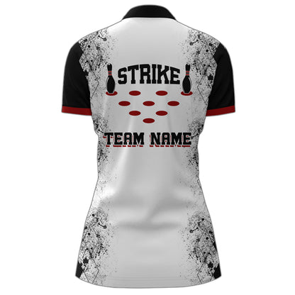 Personalized Bowling Quarter-Zip Shirt Women Strike Bowling Jersey Team White Bowling Shirt BDT256