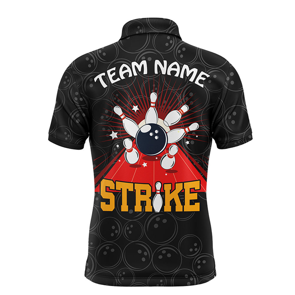 Strike Flame Bowling Shirt for Men Custom Black Bowling Jersey Team Bo ...