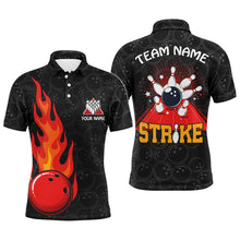 Load image into Gallery viewer, Strike Flame Bowling Shirt for Men Custom Black Bowling Jersey Team Bowling Polo Shirt BDT257