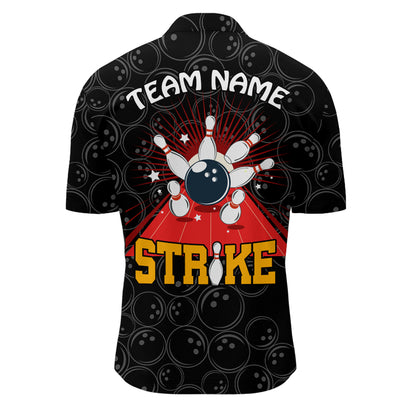 Strike Flame Bowling Shirt for Men Custom Black Bowling Jersey Team Bowling Quarter-Zip Shirt BDT257