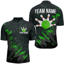Load image into Gallery viewer, Personalized Green Bowling Jersey Team Custom 1/4 Bowling Shirt For Men &amp; Women BDT486