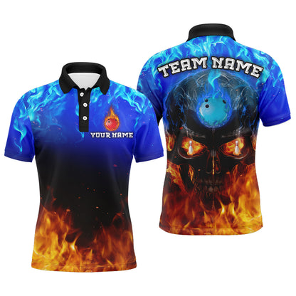 Flame Skull Bowling Polo Shirts Unisex Custom Bowling Team Jersey For Men & Women BDT483