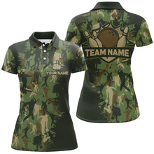 Load image into Gallery viewer, Custom Bowling Shirts Women Camo Bowling Jersey Team League Bowling Polo Shirt BDT304