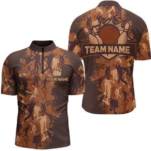 Custom Bowling Shirts Men Camo Bowling Jersey Team League Bowling Quarter-Zip Shirt BDT304