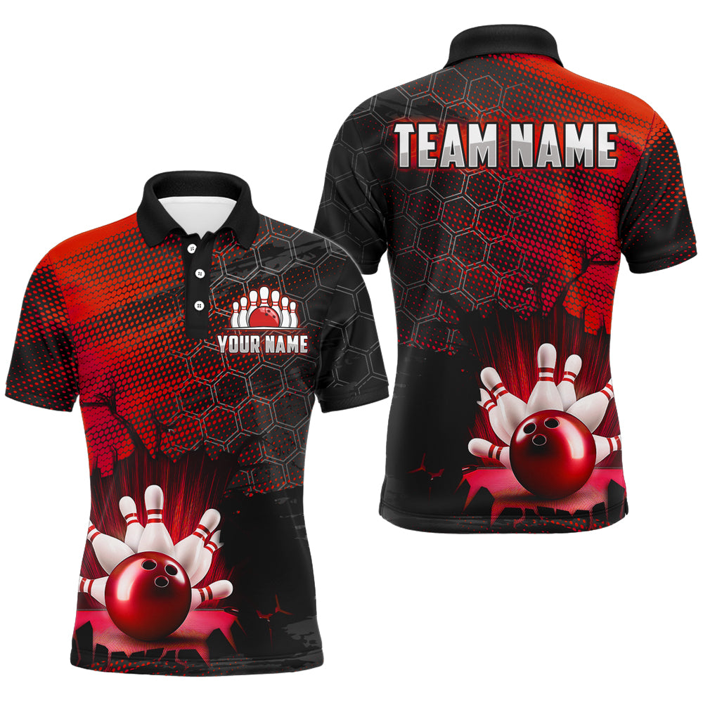 Custom Red Bowling Shirts For Men & Women Bowling Team League Jersey Unisex Polo BDT533