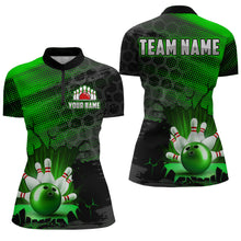 Load image into Gallery viewer, Custom Green Bowling Shirts For Men &amp; Women Bowling Team League Jersey Unisex Quarter-Zip BDT533