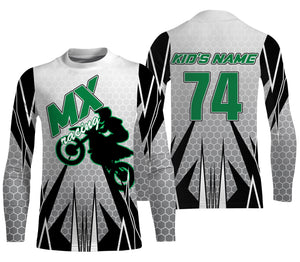 Kid Men Women MX Jersey Custom UPF30+ White Dirt Bike Off-Road Jersey Motocross Shirt Motorcycle PDT656