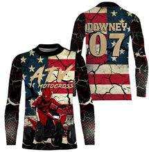 Load image into Gallery viewer, Personalized ATV Motocross Jersey Adult&amp;Kid UPF30+ American Flag Quad Bike Shirt Off-Road ATV MX PDT724