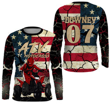 Load image into Gallery viewer, Personalized ATV Motocross Jersey Adult&amp;Kid UPF30+ American Flag Quad Bike Shirt Off-Road ATV MX PDT724