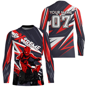 Adult&Kid Red ATV Motocross Jersey Personalized UPF30+ Quad Bike Shirt ATV MX Off-Road PDT728