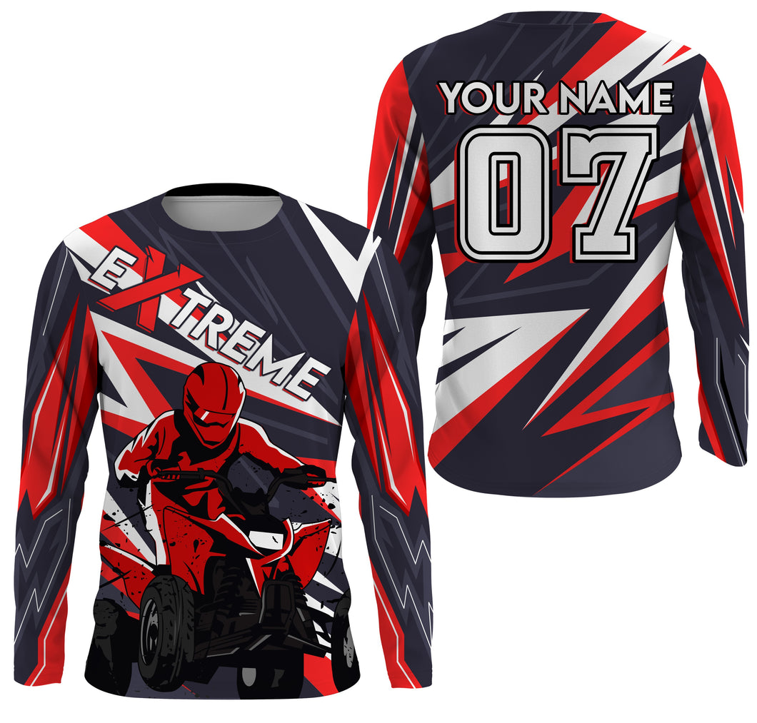 Adult&Kid Red ATV Motocross Jersey Personalized UPF30+ Quad Bike Shirt ATV MX Off-Road PDT728