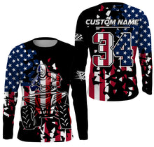 Load image into Gallery viewer, ATV Motocross Jersey Adult&amp;Kid Personalized UPF30+ American Flag Quad Bike Shirt Off-Road ATV MX PDT726