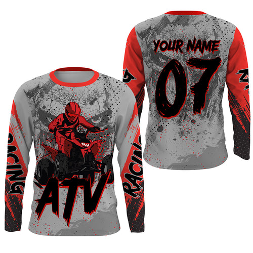 Red ATV Motocross Jersey Personalized UPF30+ Kid Men Women Quad Bike Shirt ATV MX Off-Road PDT739