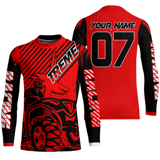 Custom Quad Bike Jersey Kid Men Women Upf30+ Red ATV Motocross Shirt Extreme Rider PDT841