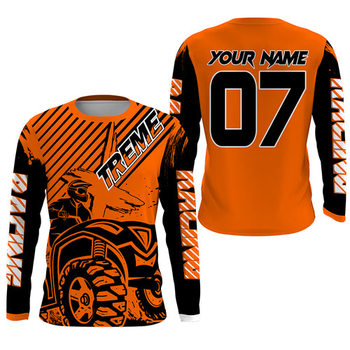 Custom Quad Bike Jersey Kid Men Women Upf30+ Orange ATV Motocross Shirt Extreme Rider PDT841