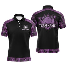 Load image into Gallery viewer, Purple Camo Bowling Shirts For Men And Women Custom Bowling Team Jersey Unisex Polo BDT598