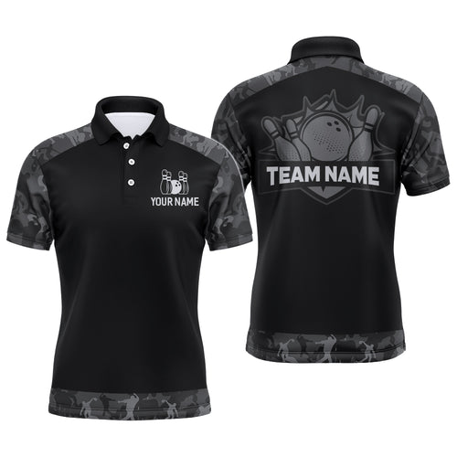 Grey Camo Bowling Shirts For Men And Women Custom Bowling Team Jersey Unisex Polo BDT598