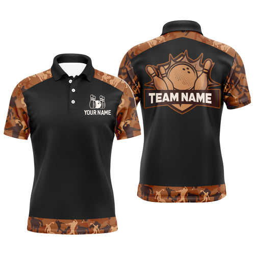 Orange Camo Bowling Shirts For Men And Women Custom Bowling Team Jersey Unisex Polo BDT598