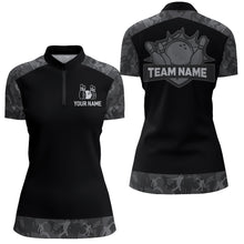 Load image into Gallery viewer, Grey Camo Bowling Shirts For Men And Women Custom Bowling Team Jersey Unisex Quarter-Zip BDT598