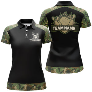 Green Camo Bowling Shirts For Men And Women Custom Bowling Team Jersey Unisex Polo BDT598