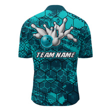 Load image into Gallery viewer, Turquoise Bowling Quarter-Zip Shirt Custom Bowling Jersey For Men Bowling Shirts For Team BDT255